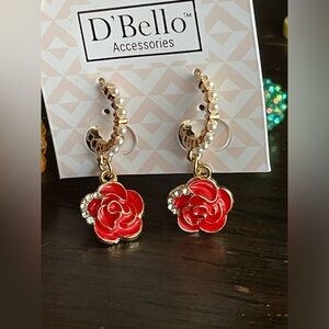 Women’s earrings,D’bello earrings,Red Rose Gold Earrings